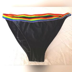 3/10 Hot Topic Bikini Bottom With Rainbow Elastic Waist 2XL Black Plus EUC